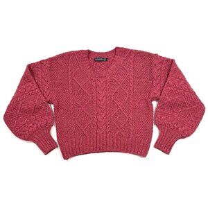 Irelands Eye Sweater Crop Cable Knit Medium Wool Cotton Cashmere Silk Lagenlook